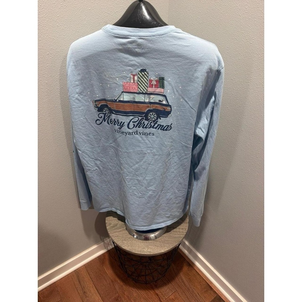 Vineyard Vines Merry Christmas Long Sleeve T-Shirt  Blue Large